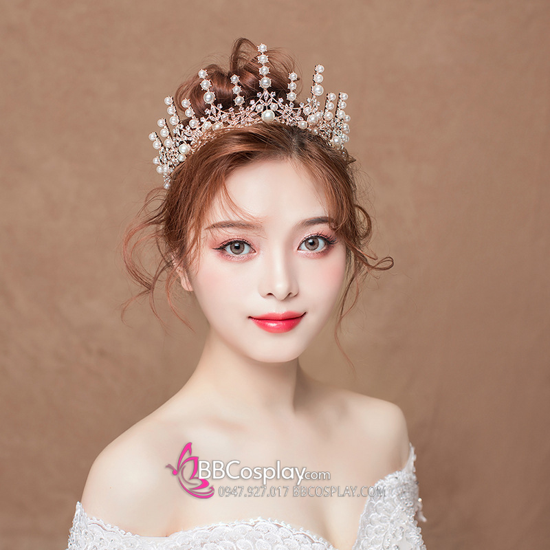 Vương Miện Cô Dâu Đính Ngọc Trai